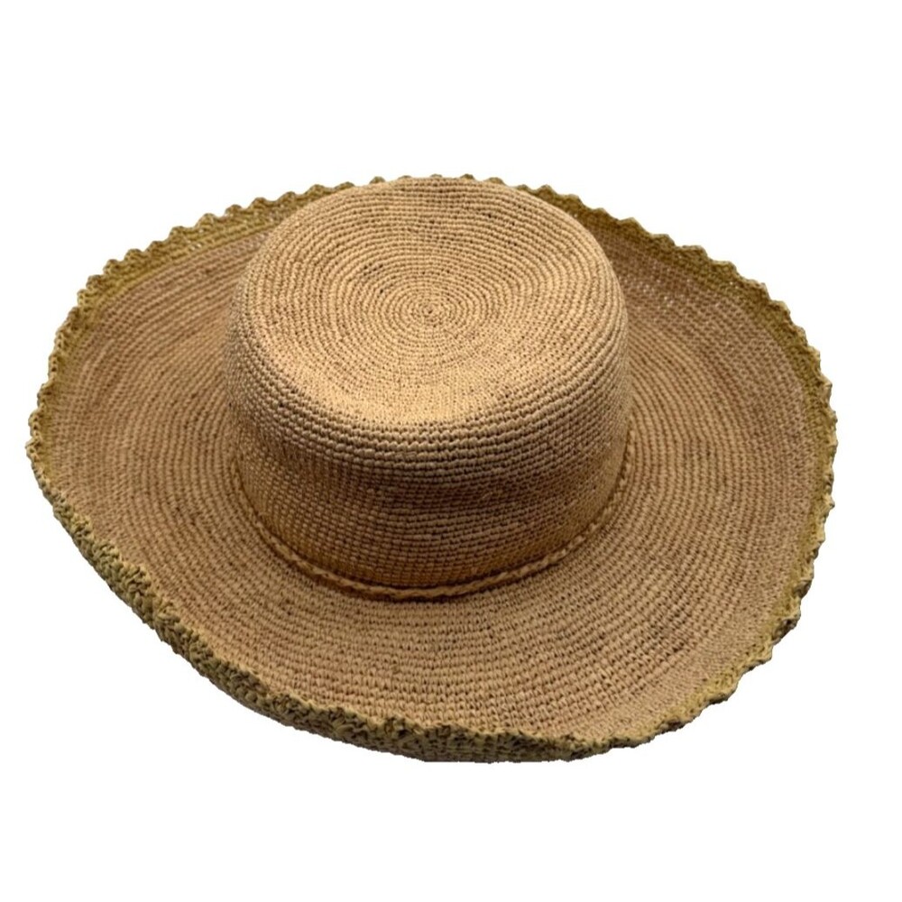 Callanan Wide Brim Straw Sun Hat Upturned Brim Packable Garden Vacation EUC - Picture 7 of 11